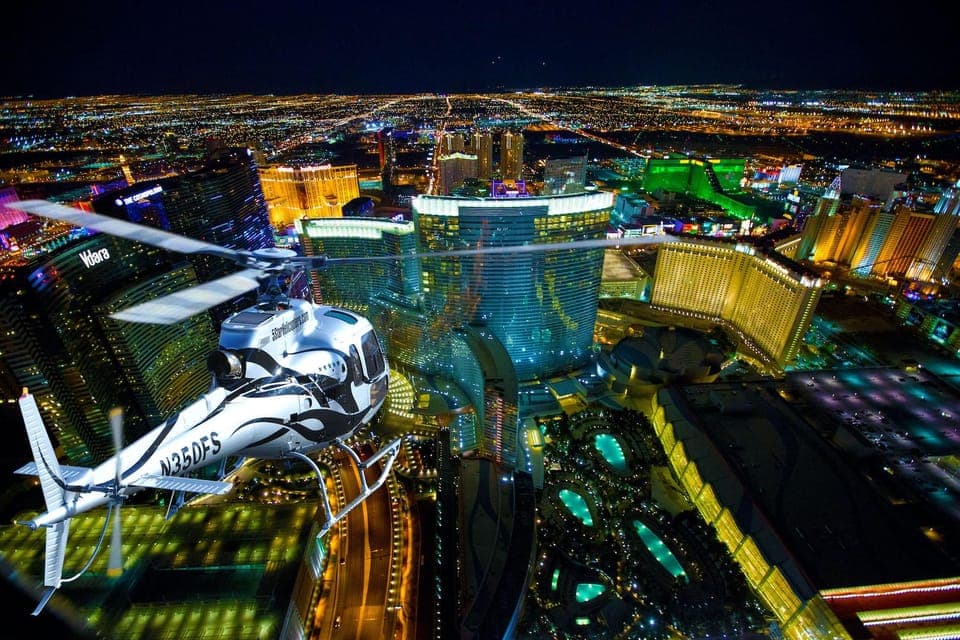 Nighttime Helicopter Flight over the Strip Gallery Image 1