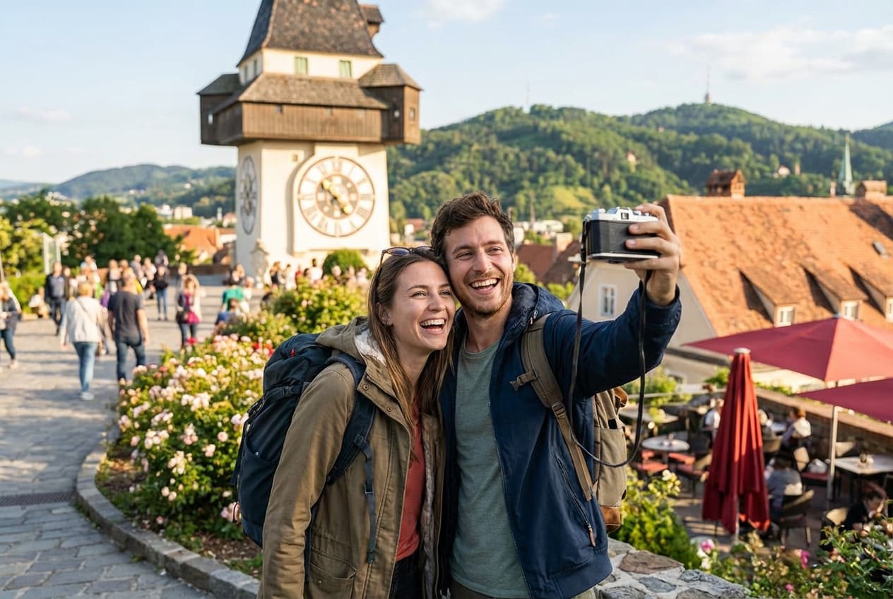 A Romantic Day in Graz: Hilltop Views, River Strolls & Rooftop Sunset