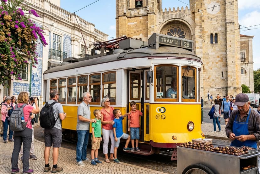 Classic Lisbon day: Castle, Alfama, market lunch & Carcavelos beach