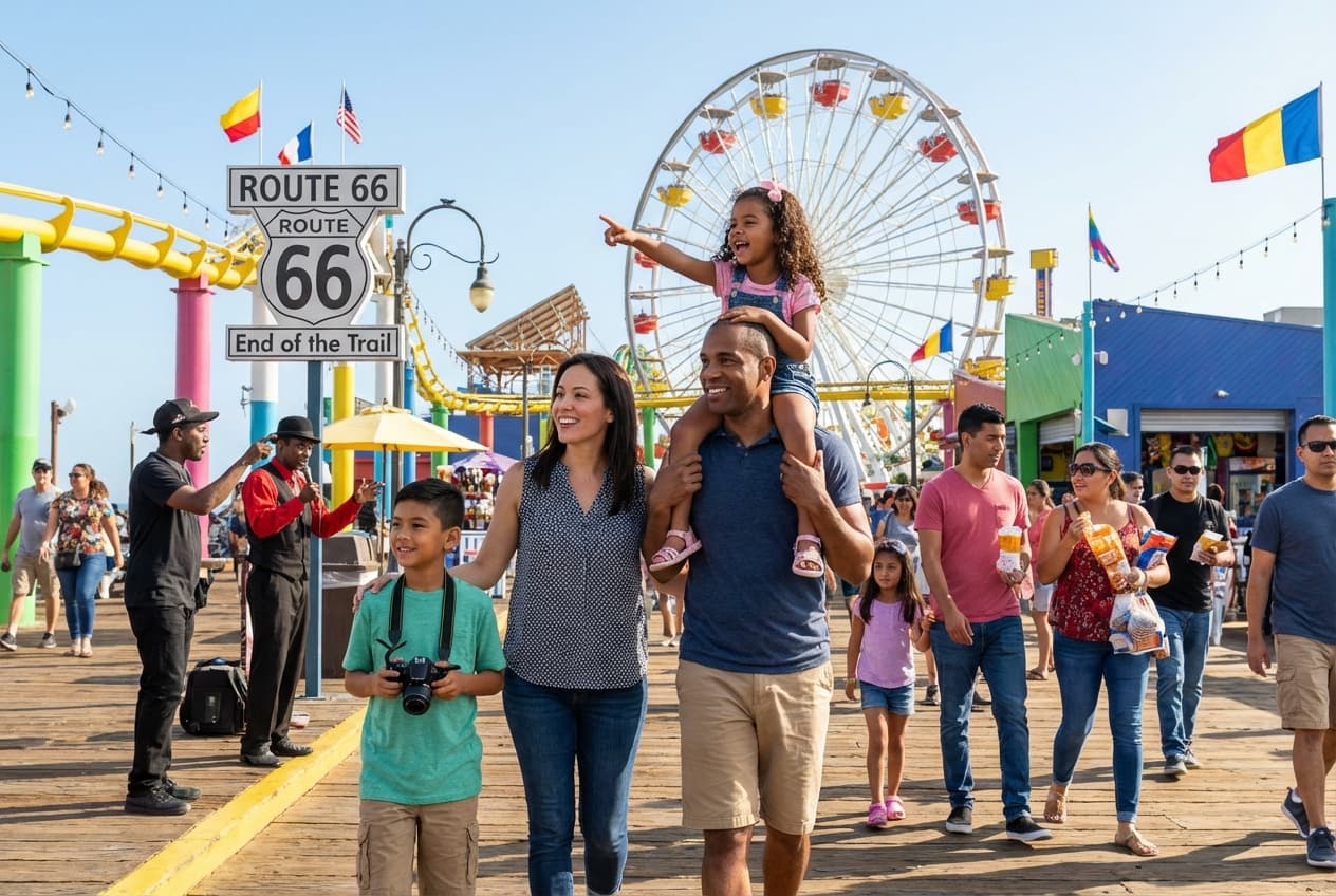 Family-friendly Los Angeles day: dinosaurs, food & beach sunset