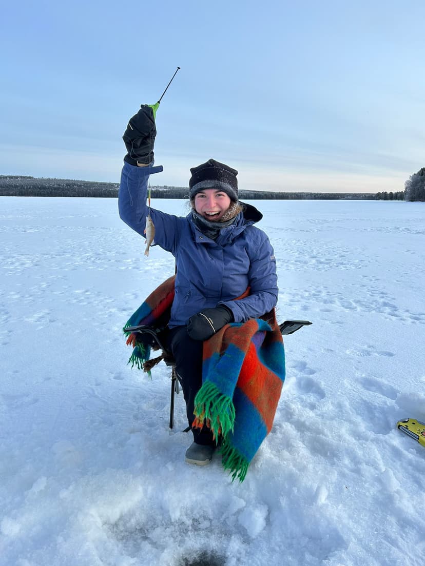 Snowshoeing & Ice Fishing on a Forest Lake