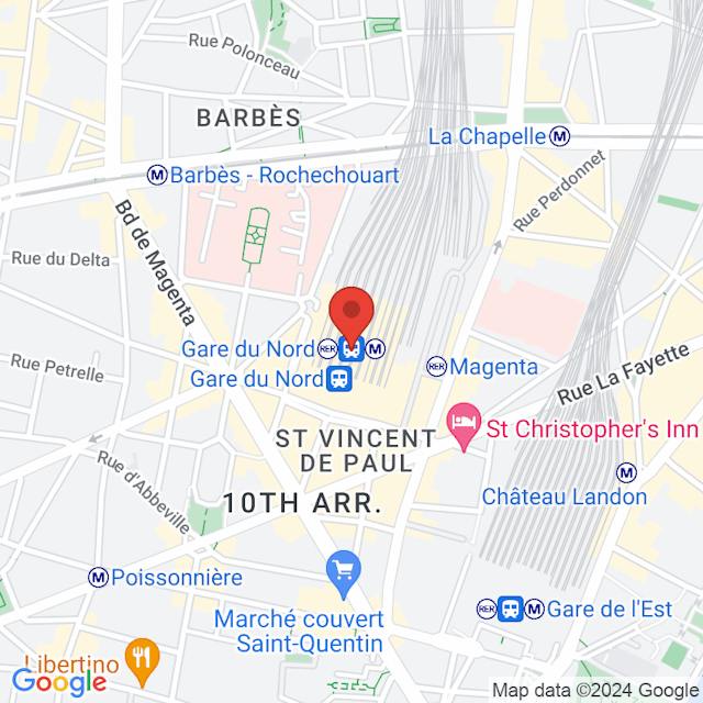 Gare de Paris Nord map